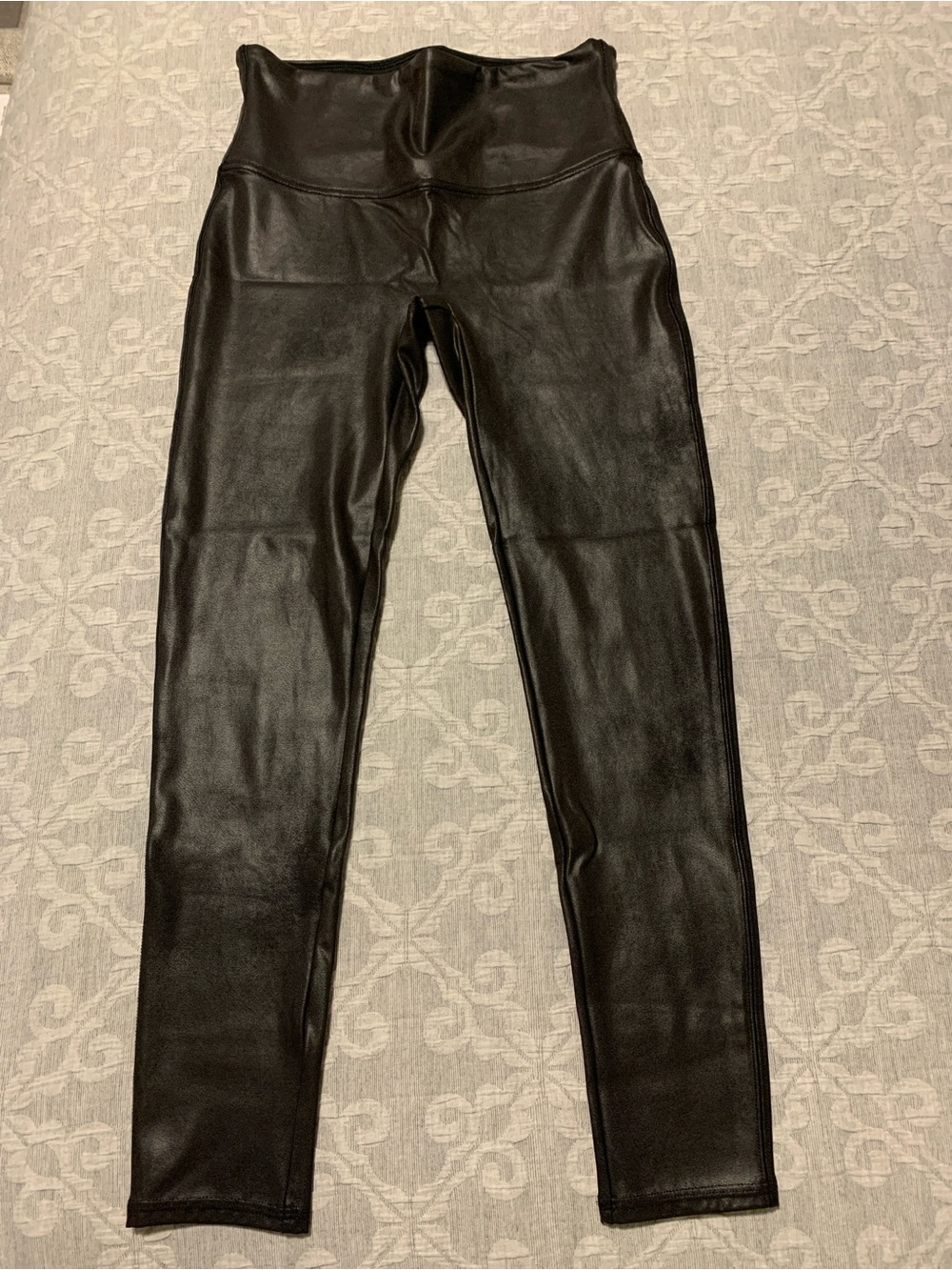 SPANX Black Faux Leather Jeggings NWOT (Size L)